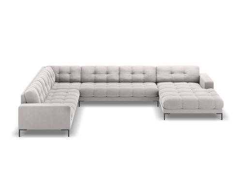 Cosmopolitan Design Panoramische hoekbank links Bali 7-zits, flueel, geld - 256x327x75cm