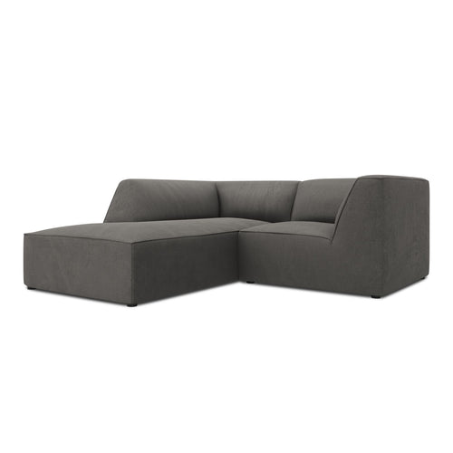 Cosmopolitan Design - Modulaire hoekbank links Siena 3-zits, ribfluwelen donkergrijs - 180x186x69cm
