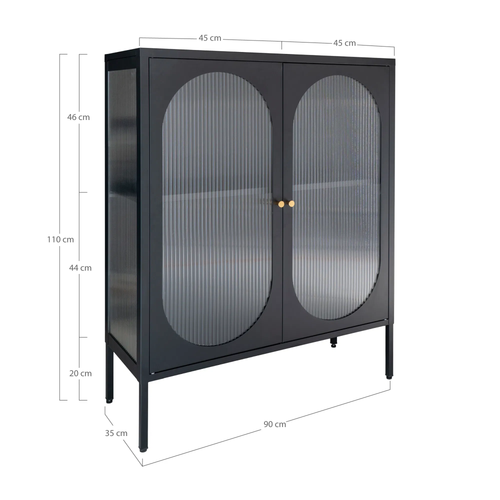 Rebellenclub Vitrinekast Randers - 110 x 90 cm - Zwart - vtwonen shop