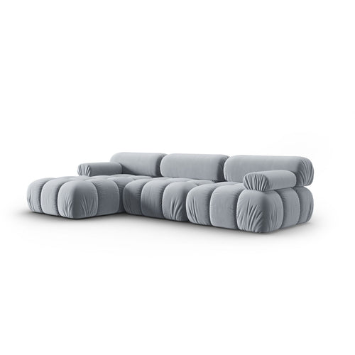 Cosmopolitan Design - Modulaire hoekbank links Cortina 4-zits, flueel lichtblauw - 155x282x70cm