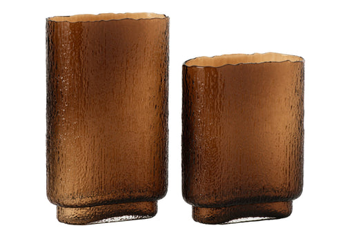 J-Line vaas - glas - bruin - large