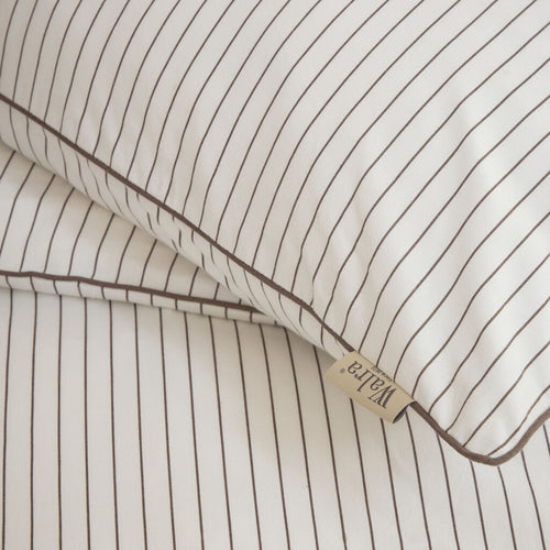 Walra - Dekbedovertrek Gentle Stripes - 140x220 cm - Off White / Bruin
