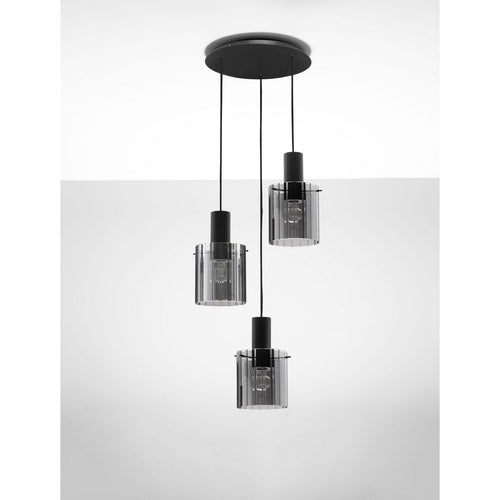 Nova Luce MIRBI Hanglamp met clusterontwerp, rookgrijs, zandkleurig zwart, E27 fitting, 3x12W