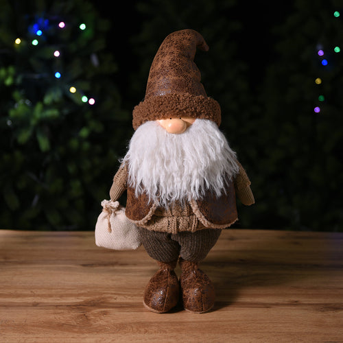 Sia Deco - Kerstman beeldje - Bruin / 60 cm - Bruin - Polyester - H60 - vtwonen shop