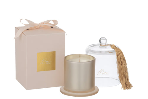 J-Line geurkaars Stolp Merci - Elderflower - glas - beige - small - 30U