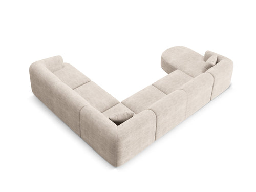 Cosmopolitan Design Modulaire panoramische hoekbank rechts Campi 7-zits, ribfluwelen cappuccino - 255x330x70cm