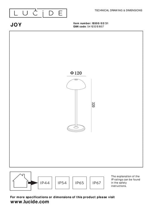 Lucide tafellamp JOY - Geïntegreerde LED - Wit - vtwonen shop