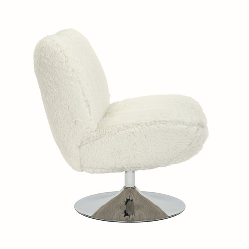 DÉJA Living Draaifauteuil Morten - Beige Fluffy/Chrome - 70x78x82cm - vtwonen shop