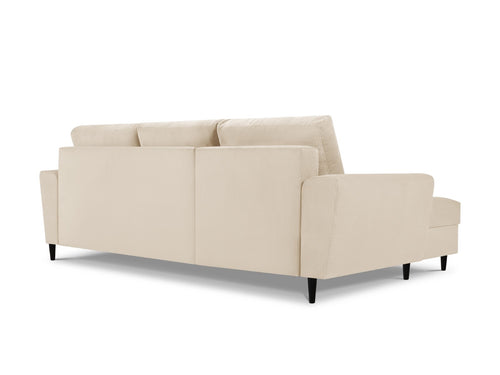 Cosmopolitan Design Uitklapbare hoekbank links met opbergdoos Kyoto 4-zits, ribfluwelen, beige - 145x241x88cm