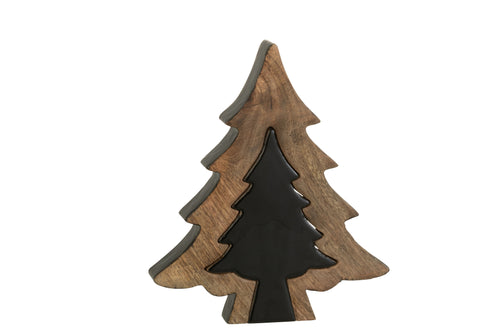 J-Line kerstdecoratie Boom Puzzel - hout - zwart/naturel - small - vtwonen shop