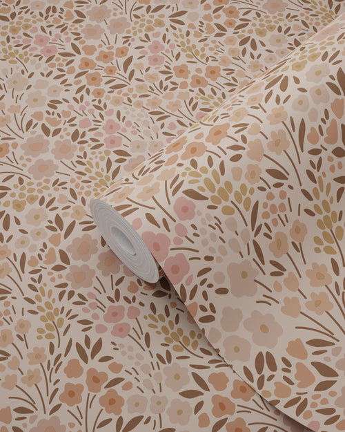 ESTAhome behang bloemetjes terracotta roze - 53 cm x 10.05 m - 139700 - vtwonen shop