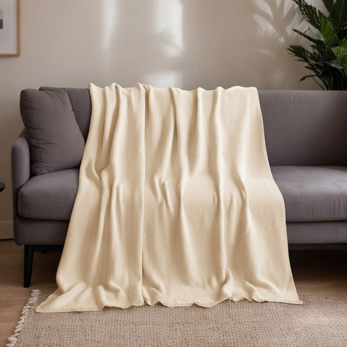 HOME DELUXE Katoenen deken ELIA Beige - 140 x 200 cm - vtwonen shop