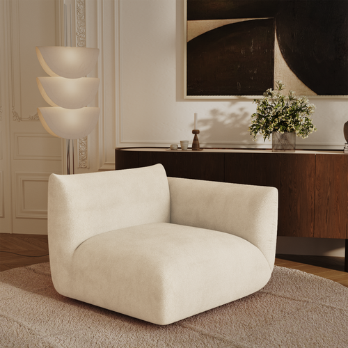 Sia Home - Rechthoekige hoekmodule NOOMA - chenillefluweel crème 108cm