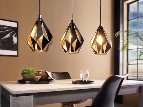 EGLO hanglamp Carlton 1 - e27 - 80,5 cm - zwart/koper