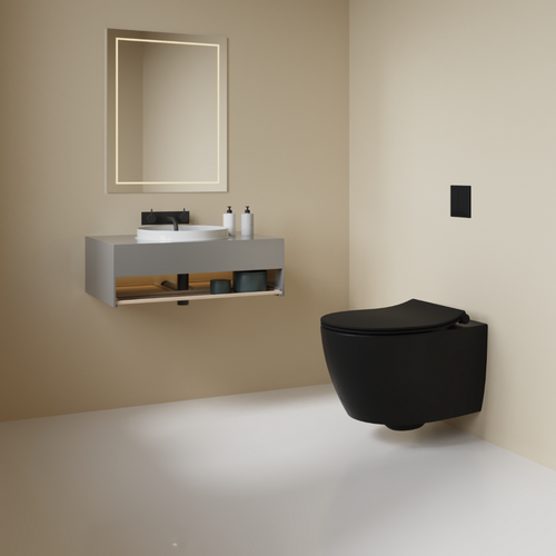 Isvea Wc Toilet Badkamer Hangend Bidet Zwart Inclusief Softclose Toiletbril - vtwonen shop