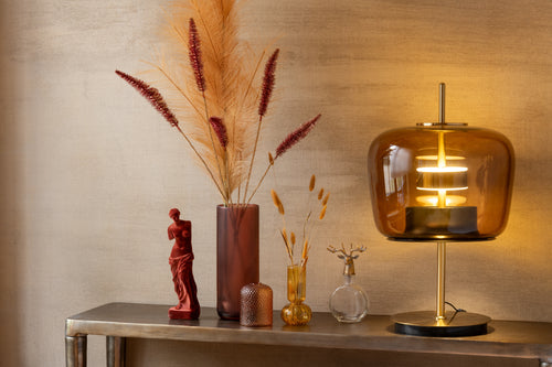 J-Line tafellamp - glas - bruin - LED lichtjes - vtwonen shop