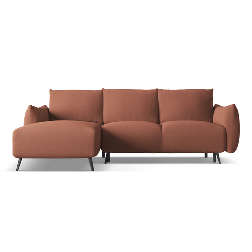 LaMiaSofa hoekbank links Genova - chenille stof - gedempt roze - 242x162x86