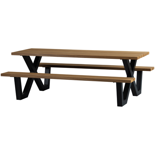 WOOOD picknicktafel met x-poot buiten Tablo - Naturel - 75x206x145 - vtwonen shop