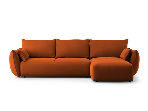 Cosmopolitan Design Converteerbare hoekbank rechts met opbergdoos Matera 4-zits, flueel terracotta - 173x253x86cm