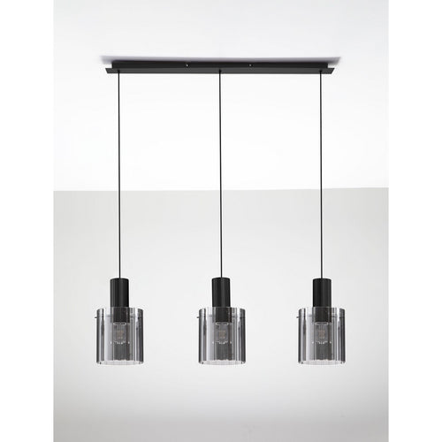 Nova Luce MIRBI Hanglamp voor aan het plafond, rookkleurig, zandkleurig zwart, E27 fitting, 3x12W