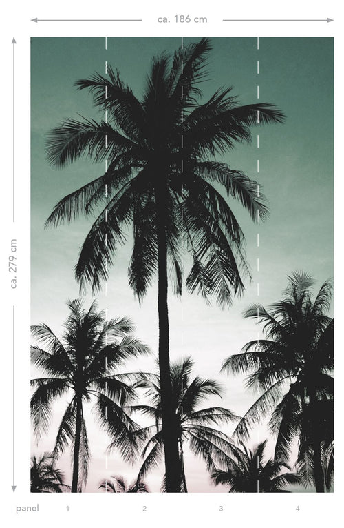 ESTAhome fotobehang palmbomen petrolgroen - 186 x 279 cm - 158899 - vtwonen shop