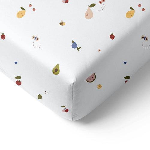 Petite Amélie Hoeslaken FRUIT - 70x140 cm - biologisch katoen - crème