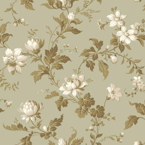 Borastapeter behang vintage bloemen vergrijsd olijfgroen - 53 cm x 10.05 m - 660056 - vtwonen shop