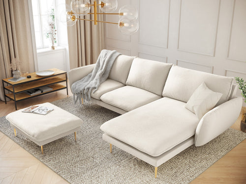 Cosmopolitan Design rechter hoekbank Vienna 5-zits, boucle, beige - 170x255x95cm