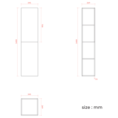 LOMAZOO badmeubelset Nuvano - met hoge kast & witte wastafel - glanzend wit - 120 cm