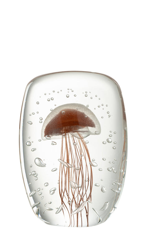 J-Line presse-papier Calypso Vierhoek - glas - transparant/bruin - large