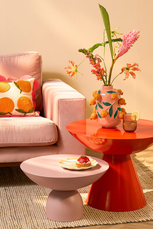 Mica Decorations Celise Bijzettafel - H28 x Ø47 cm - Metaal - Lichtroze - vtwonen shop