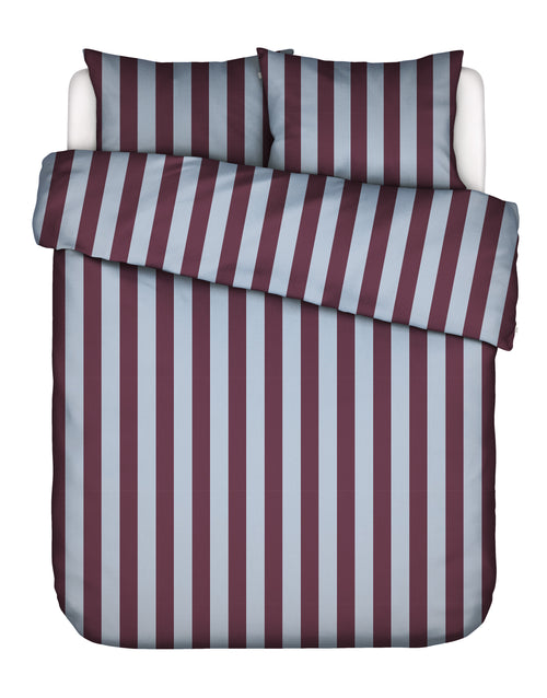 Essenza Minte Stripe dekbedovertrek - Lits-Jumeaux - 240x200/220 cm - Mauve wine - Ice blue