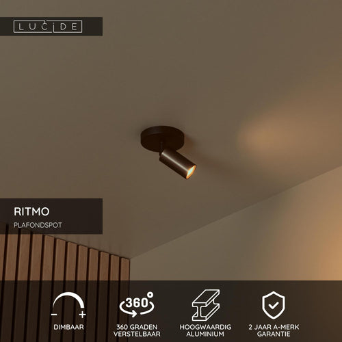 Lucide plafondspot RITMO - 1xGU10 (MR11) - Koffie