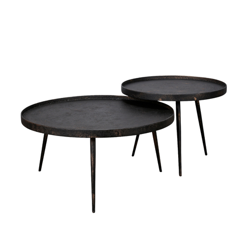 Giga Meubel Salontafel Metallic - Grijs Metaal - Set van 2 - 76x76x40cm