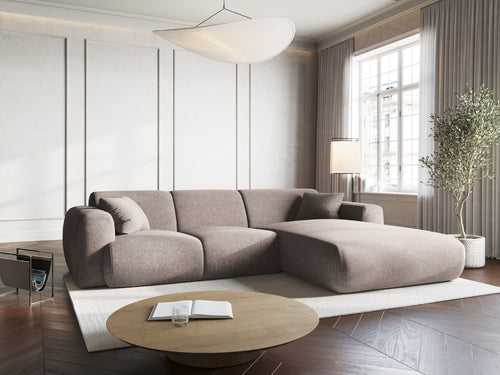 Cosmopolitan Design rechter hoekbank Nolio 4-zits, chenille, beige - 170x260x72cm