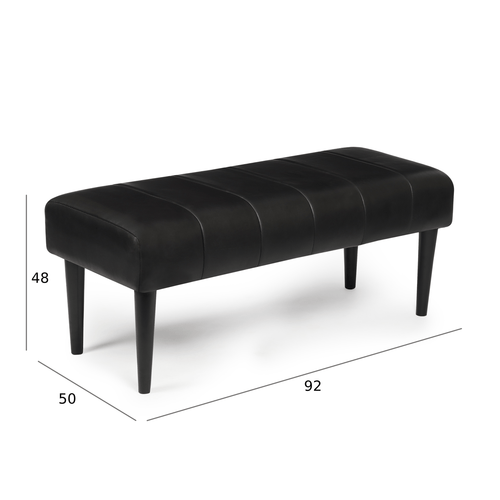 Furnhouse bankje Athea - Zwart - Leer - 50x92x48