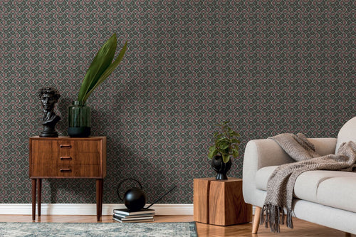 Livingwalls behang grafisch motief rood, groen en zwart - 53 cm x 10.05 m - AS-390611