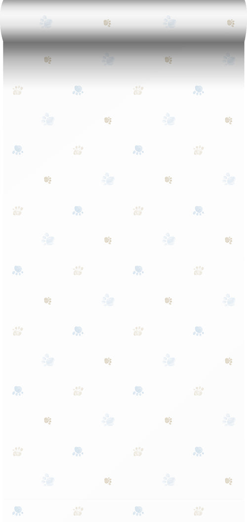 Sanders & Sanders behang pootafdrukken blauw en wit - 53 cm x 10 m - 640581