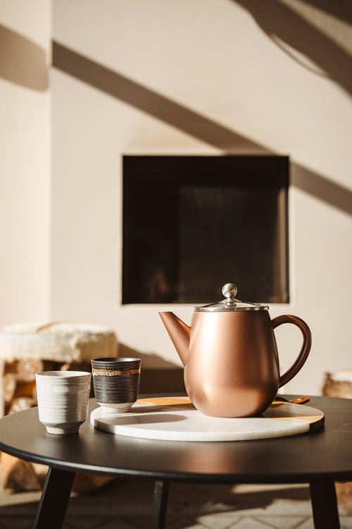 Bredemeijer - Dubbelwandige theepot Eva - 1,1 liter - Roestbruin - Met filter - vtwonen shop