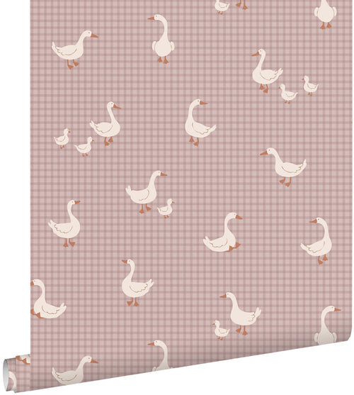 ESTAhome behang schattige ganzen paars - 50 x 900 cm - 132188