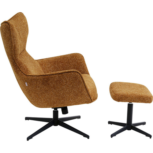 Kare Design Draaifauteuil en Voetsteun Jules bruin