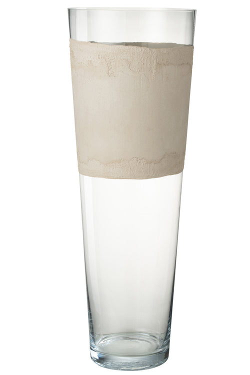 J-Line vaas Delph - glas - transparant/beige - extra large - 70 cm hoog - vtwonen shop