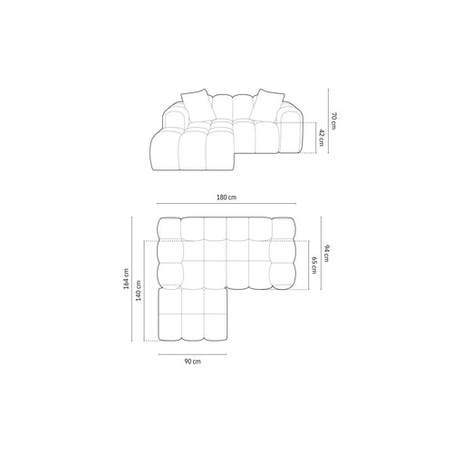 Cosmopolitan Design - Linker hoekbank Treno 2-zits, chenille baksteen - 164x180x70cm