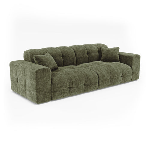 Premium Interiors - Bank COCOON - gewaafd fluweel vintage groen 230cm