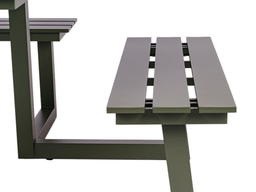 MaximaVida vierkante aluminium picknicktafel Dex 215 cm olijfgroen - lage instap - vtwonen shop