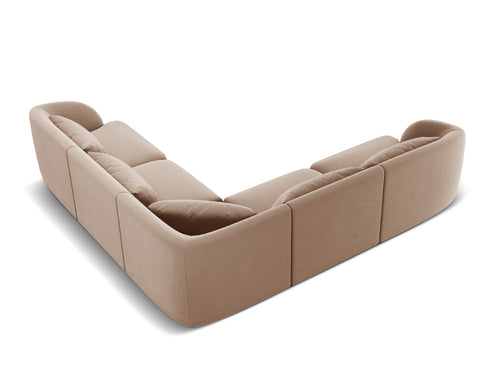 Cosmopolitan Design Symmetrische hoekbank Tulum 5-zits, flueel, beige - 255x255x70cm