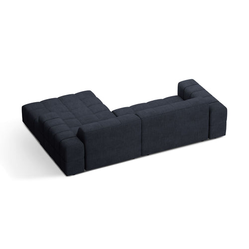 Cosmopolitan Design - Rechter hoekbank Chicago 3-zits, chenille marineblauw - 167x234x78cm