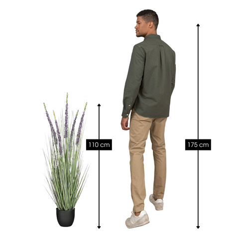 Mica Decorations Eremurus – Kunstgras in Pot – Realistische Nepplant Woondecoratie – Kunstplanten voor Binnen en Buiten – H110 x Ø35 cm – Groen, Paars
