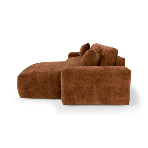Premium Interiors - Rechthoekige hoekbank CHEER - gewaafd fluweel terracotta 312cm