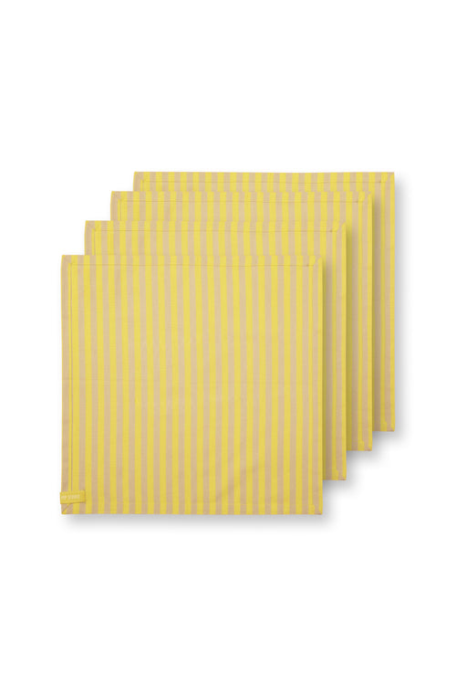 Pip Studio - Servetten Stripes - Geel - 40x40 cm - Set van 4